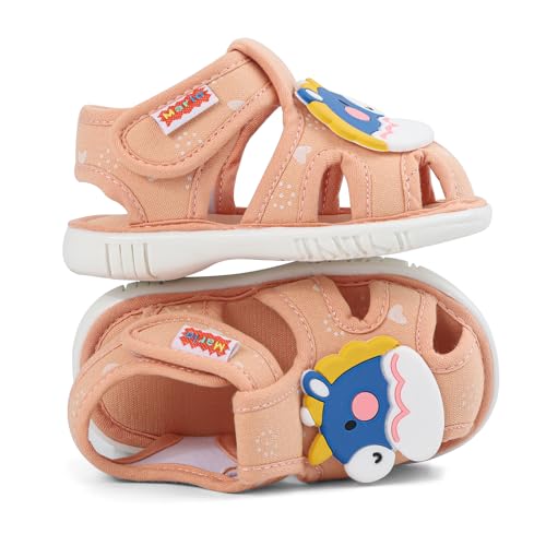 ESTAMICO Baby Girls Boys Sandals Cute Animal Summer Shoes Breathable Non Slip First Walker, 9-12 Months Infant, Orange3