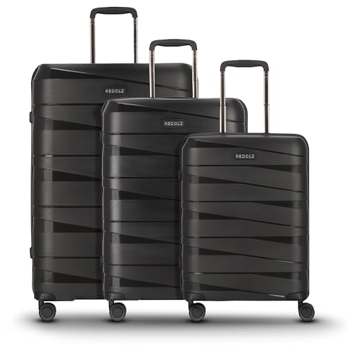 Trolley REDOLZ Essentials 10 set 3 pièces noir rigide et maniable à 4 roues