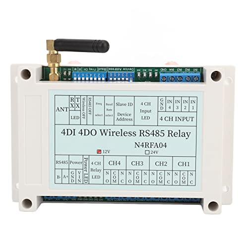 4 Channel 4DI 4DO RS485 Transceiver Relay Module Transmitter with Antenna (12V)