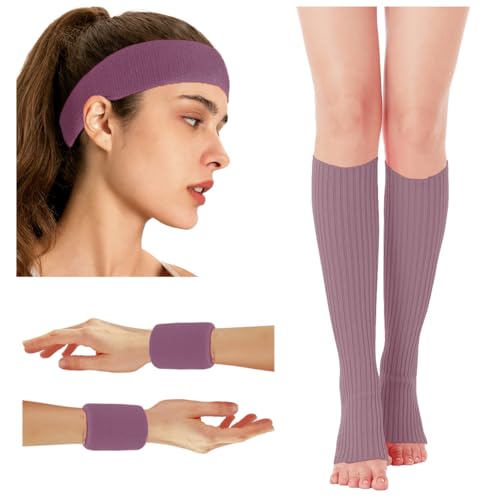 Image of v28 Neon Leg Warmers Set for women Headband Sweatbands Wristbands 80s 90s Pink Running Fanny 80's Plus Size Costumes Pack