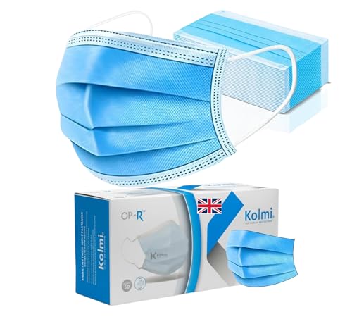 firmsafeT Premium Disposable Face Masks 100 Pack Blue 3-Ply Type IIR General Use Masks with Elastic Ear Loops Breathable Triple Layer Protection for Men & Women