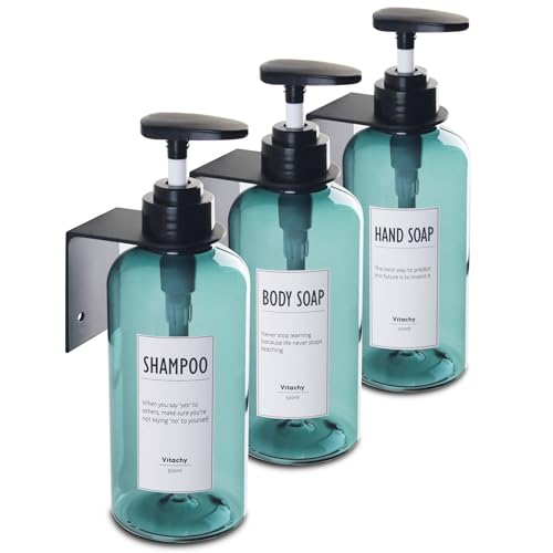 VITACHY 3 Uds Dispensador 500ml Jabon Ducha Pared Sin Taladro Adhesivo Imagen de VITACHY 3 Uds Dispensador 500ml Jabon Ducha Pared Sin Taladro Adhesivo