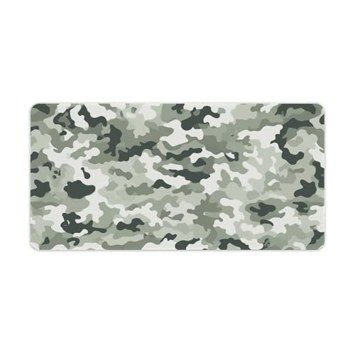Tapis de souris de grande taille motif camouflage blanc pour bureau Gaming