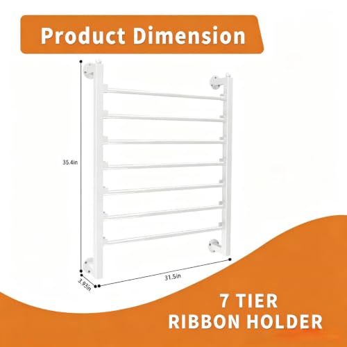 Image of Xbsyhx 7 Tier Wall Mount Ribbon Organizer, Metal Rack for Craft Room