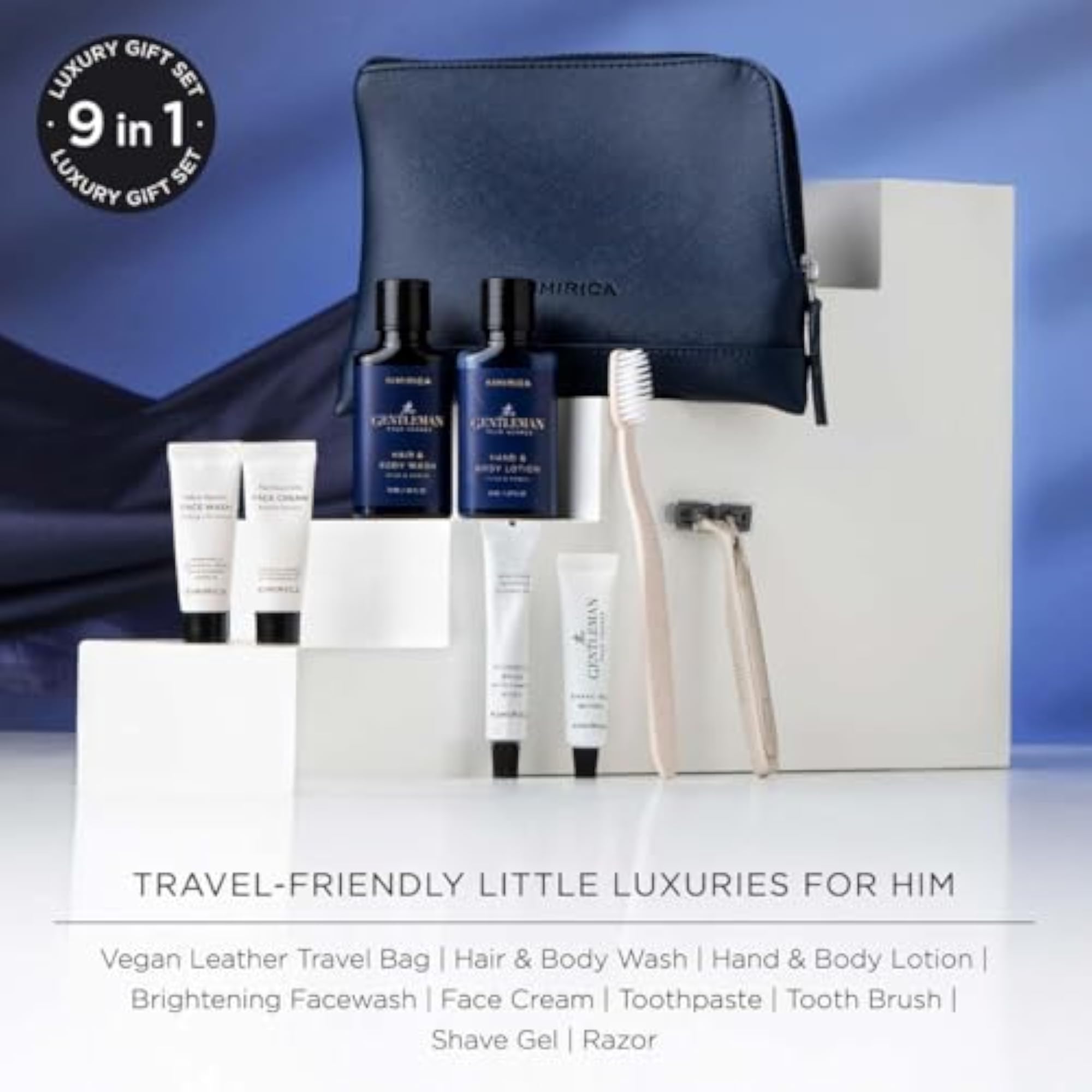 Kimirica Gentlemen Travel Kit Set, 9 Pcs for Men