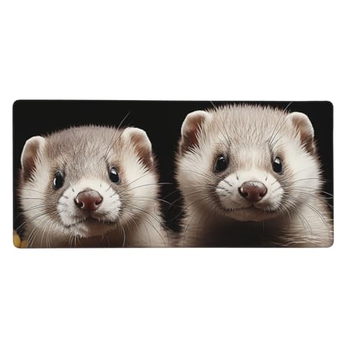 Tapis de souris XXL antidérapant motif furets pour éviter les douleurs au poignet