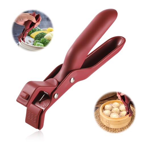 Anti-Scald Bowl Holder Clip, Plastic & Silicone Insulation Clip Anti-Skidding Hot Plate Gripper Anti-Scalding Bowl Clamp Pan Gripper Kitchen Accessories (Red)