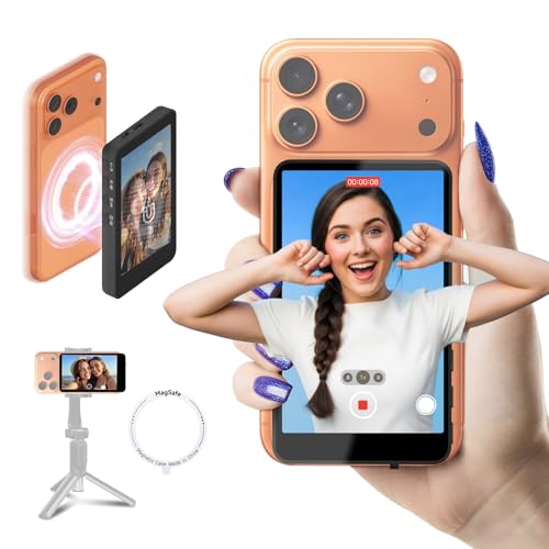 Image of Synco XView Selfie Monitor Screen for iPhone 17 Series, Secure Private Wireless P2P, 4K /1080p Magnetic Back Camera Vlog Monitor with 164FT Range for YouTube TikTok (Black)