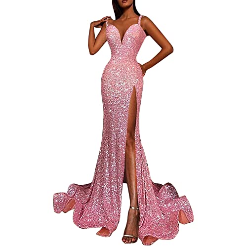 Metaxas Vestido feminino sexy de lantejoulas brilhantes com glitter, franzido para festas, baladas,