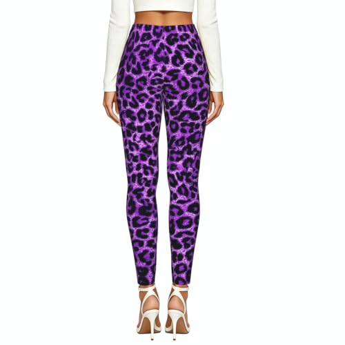 Leggings de leopardo morado elásticos pantalones estampados opacos entrenamiento mallas 6