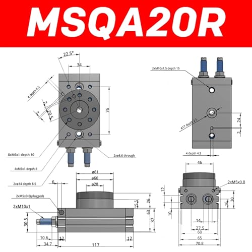 Table rotative pneumatique MSQA10A vérin rotatif 0-190° - 3