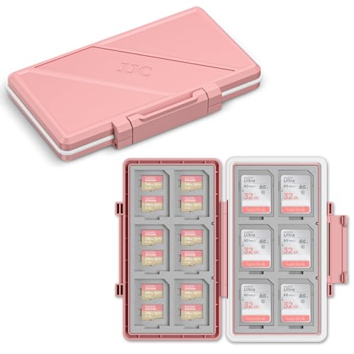 Image of Pink 36 Slots Memory Card Case Water-Resistant Anti-Shock Memory Card Wallet for 24 Micro SD SDXC SDHC TF Cards and 12 SD SDXC SDHC Cards