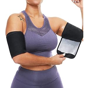 Arm Trimmers for Women Pair Sauna Sweat Arm Shaper Bands Adjustable Compression Sleeves Wraps For Sports Workout (Silver)
