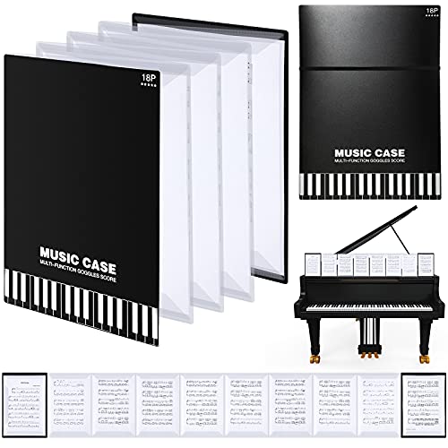 Carpeta de música A4 con 10 páginas y 18 bolsillos para partituras y archivos