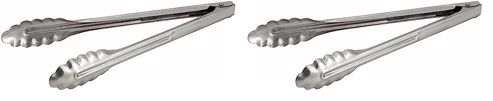 Winco Stainless Steel, Coiled Spring Utility Tong Heavyweight, 12-Inch, Medium (Pack of 2)
