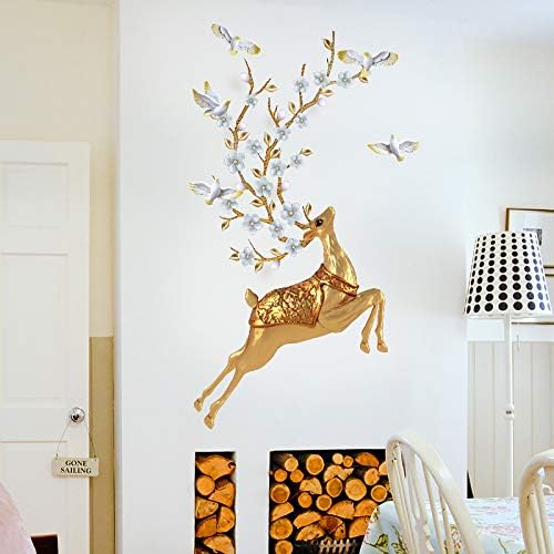 Image of Oren Empower DIY Golden Forest Deer Wall Stickers for Bed Room, Living Dinning Room /Decorative Self Adhesive PVC Vinyl Resuable Animals Wallpaper - Multicolor (60 X 90 CM)