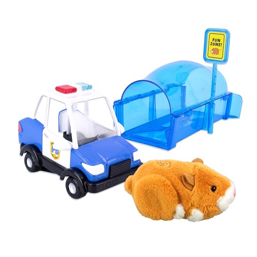 ZhuZhu City Electronic Hamster Police Car Toy – Interactive Pet with 40+ Sounds & Sirens – Includes Mr. Squiggles – Birthday Gift for Boys & Girls Ages 4+ by zhuzhu - Used condition - US$11.68