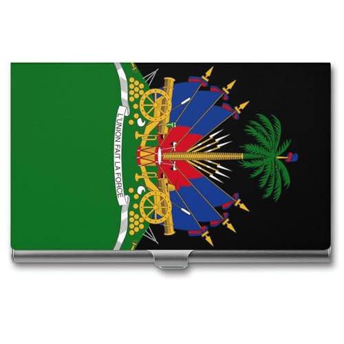 DULAHR Haiti Flag Business Card Holder Pocket Business Card Case Metal Case Name Card Holder Men Women