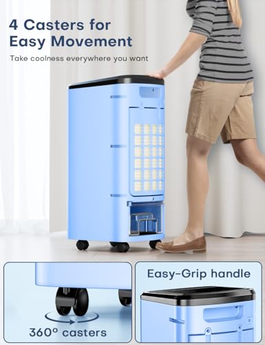 Image of 43-INCH Evaporative Air Cooler, Portable Air Conditioners w /Cool Mode & 3 Speeds, 12H Timer for Auto-Off & Remote, 1 Gallon Water Tank, Wider Oscillating, Air Cooler for Room Bedroom Office