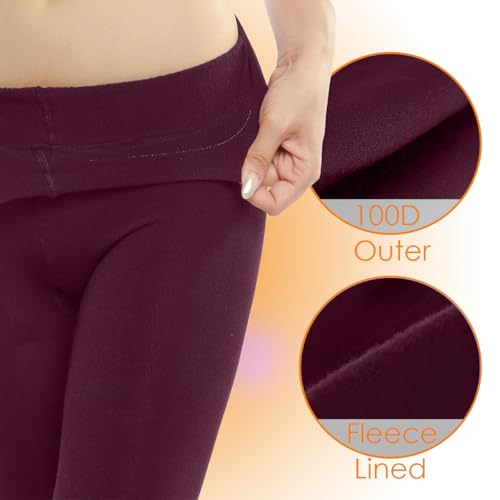 Image of G&Y 2 Pairs Fleece Lined Tights for Women - 100D Opaque Warm Winter Pantyhose
