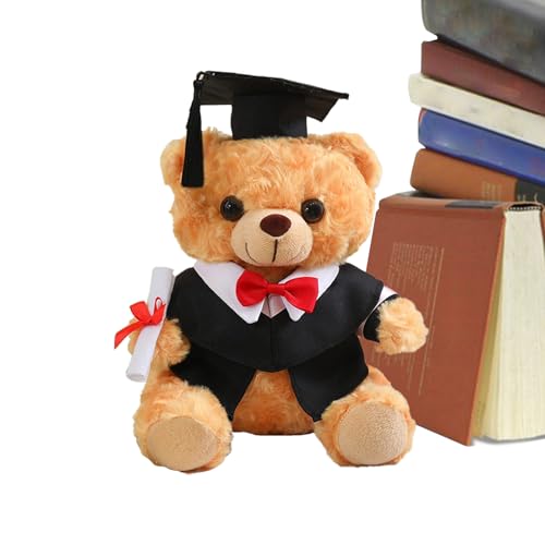 Generisch Oso de graduación - Oso de peluche de 25 cm con talar y peluche, muñeca de peluche con capa y capa, idea de regalo para niños y niñas