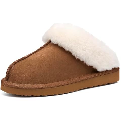 LazyStep Women's Madge Fuzzy Slippers with Comfort Memory Foam, Slip-on Warm Outdoor Indoor House Shoes(Tan, Size 9-10) Cover