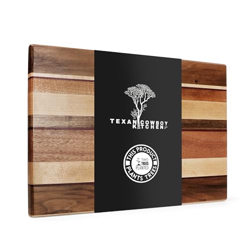 Made in USA Wood Cutting Board by Texan Cowboy Kitchen - Handcrafted in Texas - American Made Cutting Board, 15 x 9 made from Sustainable Hardwood
