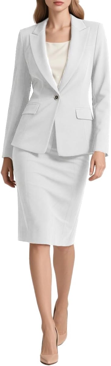 Women's 2 Piece Skirt Suit Set Slim Fit Business Blazer and Pencil Skirt Outfits