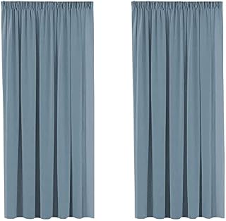 H.Versailtex 2 Panels Citadel Blackout Curtains Thermal Insulated Pencil Pleat Short Curtain Drapes Room Darkening & Energy Saving for Bedroom/Kitchen with Two Matching Tiebacks, 46" Width x 54" Drop