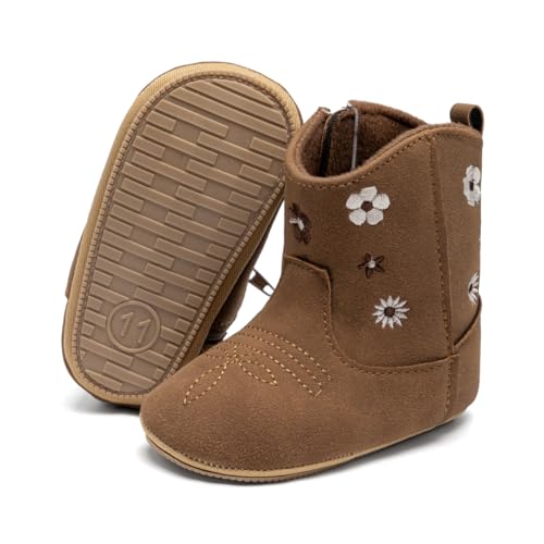 Image of Meckior Baby Girls Cowboy Tassel Boots Side Zipper Moccasins Soft Bottom Non-Slip Toddler Shoe