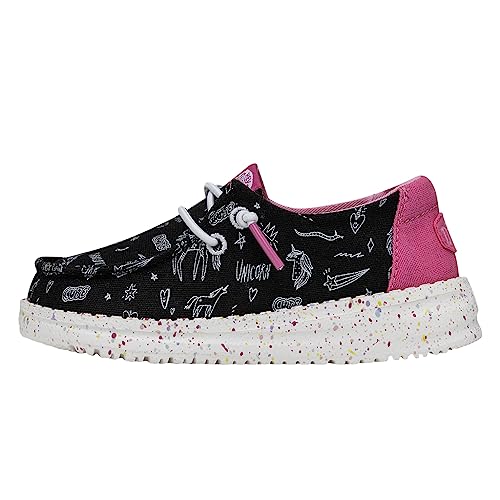 Image of HEYDUDE Wendy Toddler Unicorn Notebook Black Size 7 | Girl's Loafers | Girl's Slip On Shoes | Comfortable & Light-Weight