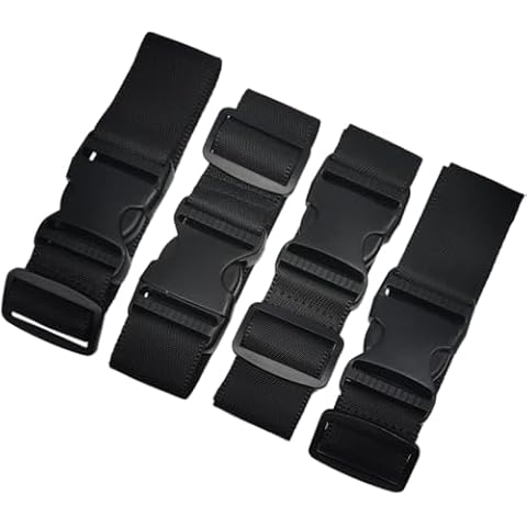 BlueCosto Luggage Straps to Add a Bag - 4 Straps, Black - Adjustable Travel Buckle to Add & Carry Backpack, Purses & Bags Cover