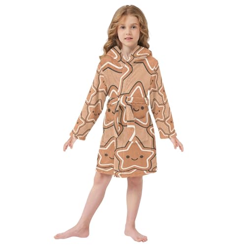 Gingerbread Star Seamless Pattern Girls Robe With Hood Robe For Girls2