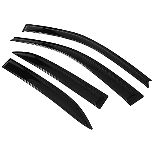 Window Visors Compatible With 2003-2008 Toyota Corolla, Dark Smoke Car Rain Sun Window Shade Guard Wind Deflector Smoke By Ikon Motorsports, 2004 2005 2006 2007 #TOP1