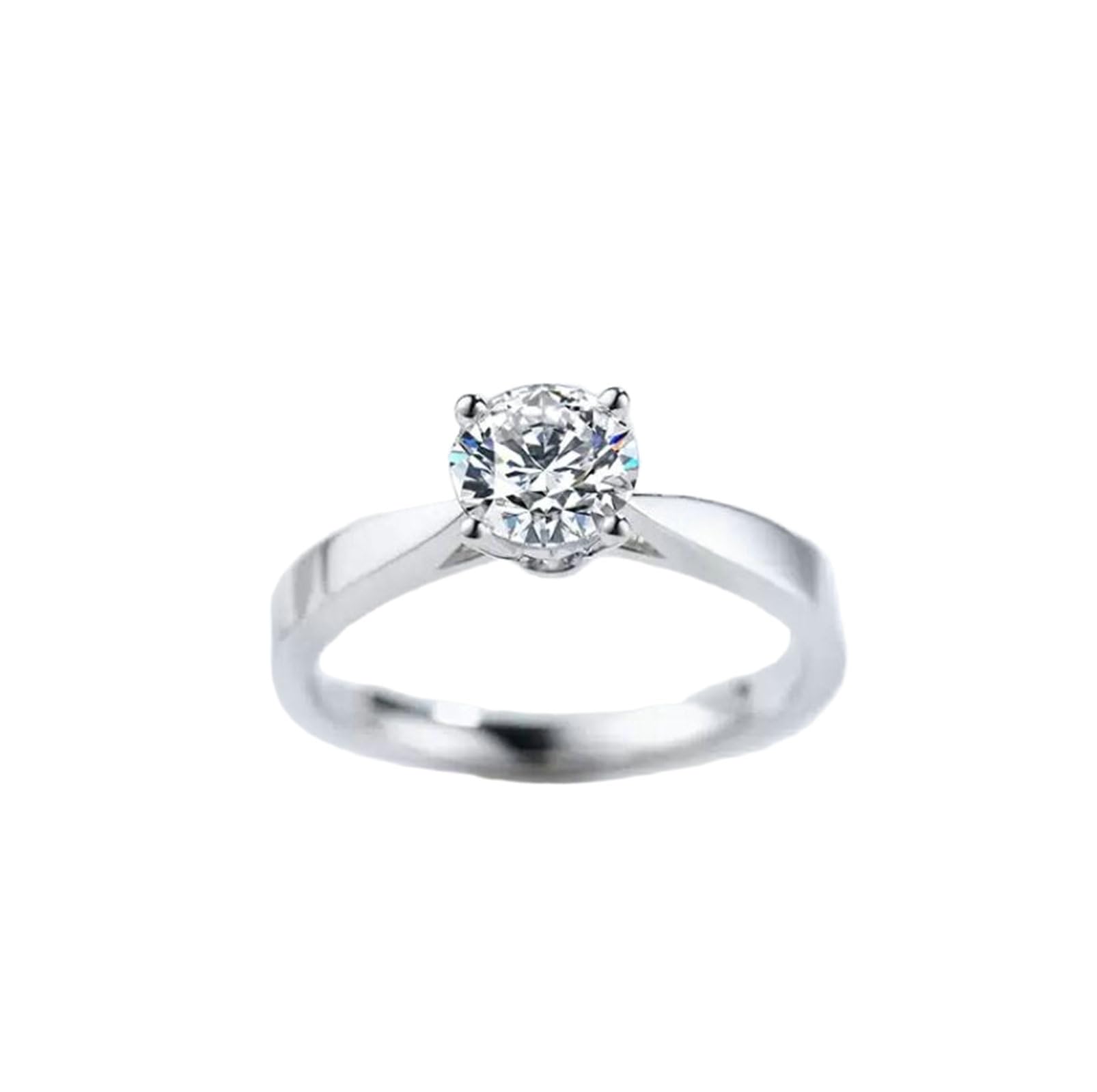 Anillos de compromiso de oro blanco, solitario de 0,5 quilates de diamante para mujer