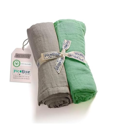 pic Bear Musselin Molton Tücher 80x80cm - Ultra-weiche Multitalente für Babyalltag: Spucktuch, Schmusetuch & mehr - 100% Baumwolle - 2er Pack (grayed Jade + Oyster Mushroom)