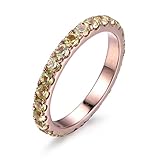 14k Rose Gold Full Eternity 2mm Green Peridot Gem Stone Anniversary Wedding Band Stacking Matching R