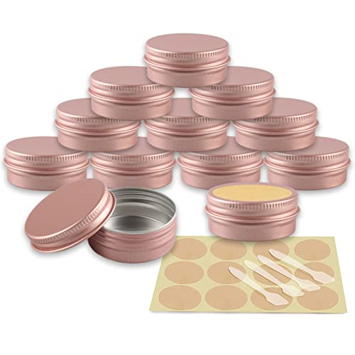 YANCAER 10 Piezas Tarros de Aluminio con Tapa Rosca 15ml Rosa mate - D41mm x H17mm, Tarros Cosméticos Vacios, Latas de Aluminio Cosmetica Envases Viaje para Bálsamo Labial, Loción, Crema, Velas