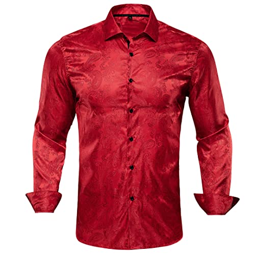 Chemise en soie homme manches longues coupe ajustée motif floral cachemire 1018 XL