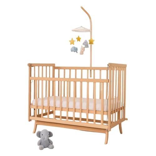 Bebek On For Elyeza 3 en 1 convertible cuna de noche, cuna 100 % madera de haya natural con altura ajustable, función de...