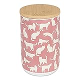 Bone Dry Ceramic Treat Jar for Cats and Dogs, Bamboo Lid, Dishwasher Safe Canister, 4x6.5, Rose, Cat Treats