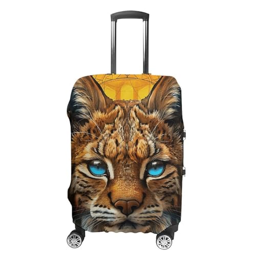 Blue Eyed Bobcat Luggage Cover, Washable Elastic Suitcase Cover Protector Fit 18-32 Inch Luggage