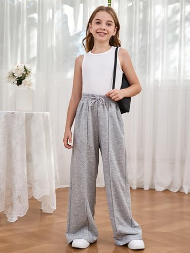 COZYEASE Girl's Wide Leg Sweatpants High Elastic Waist Straight Leg Baggy Jogger Pants with Pocket4