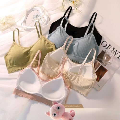 14-18years Girl's Seamless Cami Crop Top Training Bras Adjustable Straps with Immovable Padding - Value Pack 6 Bras4