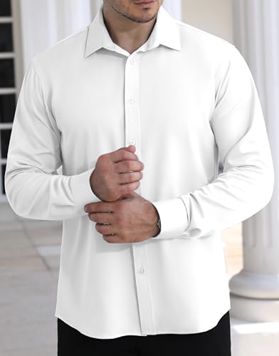 LUPURTY Dress Shirts for Men Long Sleeve Regular Fit Button Down Shirt Stretch Wrinkle Free Business Formal3