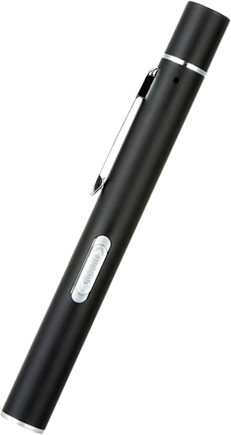 USB Rechargeable Mini LED Flashlight, Dual Light Source Pocket Small Handy LED Torch Pen Flashlight with Stainless Steel Clip for Home and Outdoor Activities (Black)