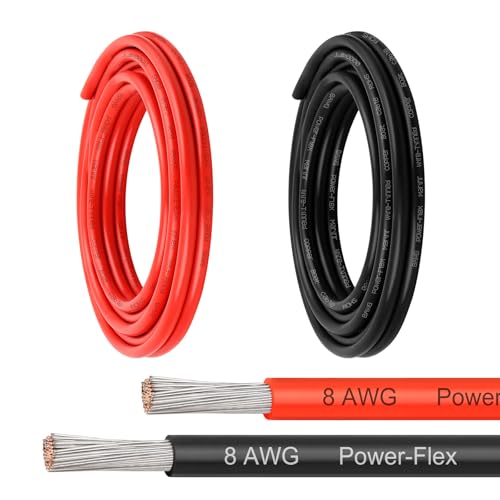Marine Wire 8 AWG 10FT, XRDS -RF 8 Gauge Tinned Copper Boat Cable, High Strand Flexible Marine Grade Electrical Wire for Boat, RV, Automotive, and Solar, Red & Black