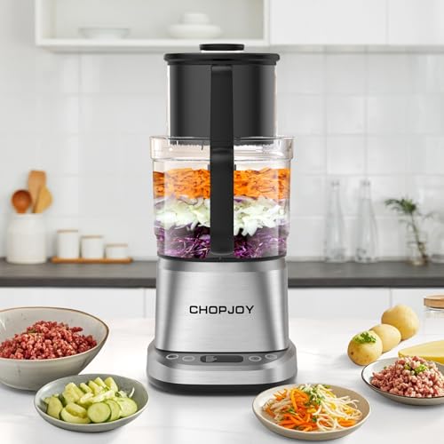 7-in-1 Professional Food Processor, 800W Powerful Electric Vegetable Chopper, 14-Cup XL Bowl, Large Feed Chute, Cheese Shredding, Meat Chopping, Shredding and Slicing, Mixing and Doughing