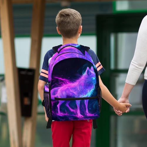 Sac à dos parfait pour les étudiants ado loup violet 2pcs