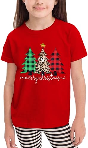 Image of Christmas Tree Shirt for Toddler Boys Girls Merry Christmas T-Shirts Short Sleeve Holiday Tee Xmas Gift Tops
